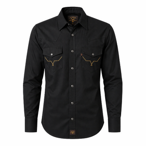 Camisa Vaquera Hombre Negro Slim Fit