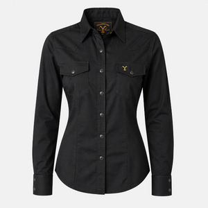 Camisa Vaquera Negra Slim Fit Mujer