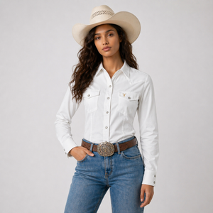 Camisa Vaquera Blanca Slim Fit Mujer