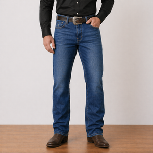 Jeans Hombre Azul Bleach Bootcut Stretch