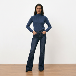 Jeans Mujer Azul Oscuro Double Stone Flare Stretch