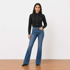 Jeans Mujer Azul Claro Bleach Flare Stretch