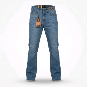 Jeans Hombre Azul Claro Bleach Bootcut Stretch