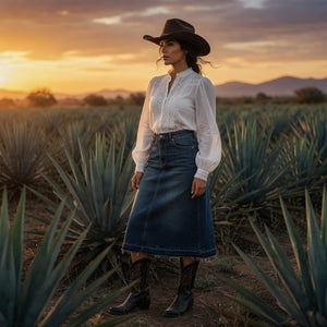 Outfits_Vaqueros_con_Falda_y_Botas