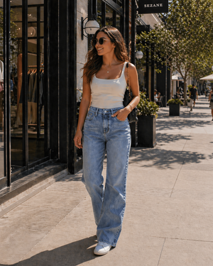 Jeans Mujer Azul Claro Acid Wash Wide Leg Stretch