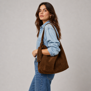 Bolsa de Piel (Gamuza) Tipo Hobo Tierra Norte