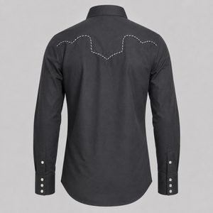 Camisa Vaquera RANGERS Hombre – Negra con Bordado Western
