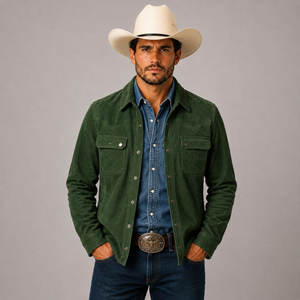 Sobrecamisa "Tierra Brava" Verde, acabado en ante 100% piel de borrego pelibuey