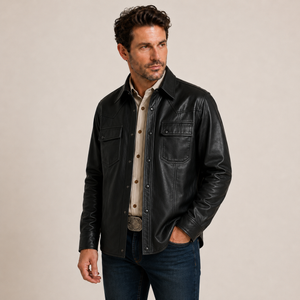 Sobrecamisa "Tierra Brava" Negra,  100% piel borrego pelibuey
