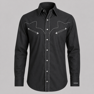 Camisa Vaquera RANGERS Hombre – Negra con Bordado Western